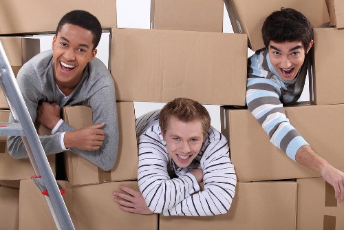 Organized Perivale household storage unit with boxed belongings