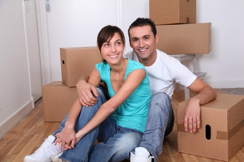 Packed moving boxes prepared for storage in Perivale